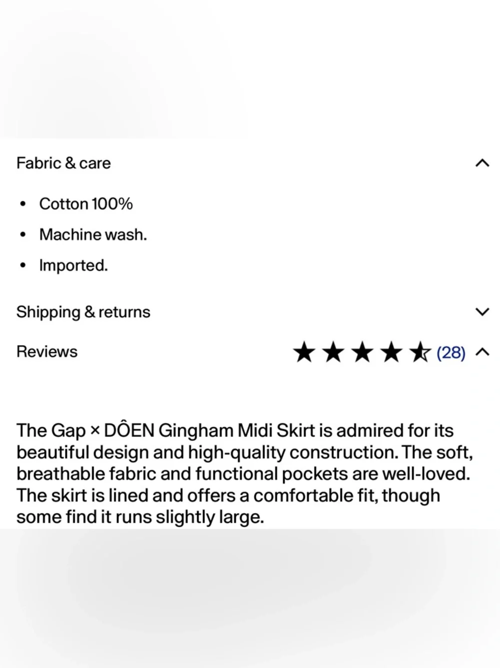 Gap x Doen Gingham Midi Skirt Size Large - Picture 6 of 6